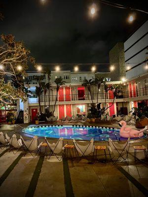 Enclosed pool courtyard, they'd had a wedding here tonight and it looked amazing.