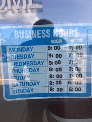 Hours for the barber shop.