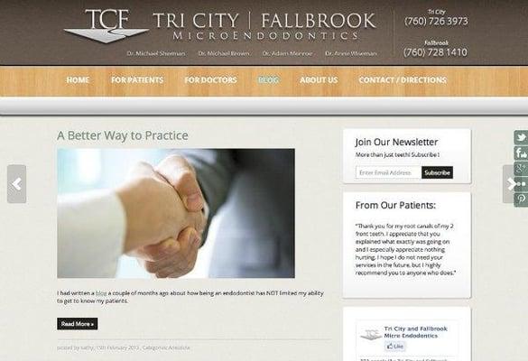 Example of an Engage Dental blog for Tri City and Fallbrook Micro Endodontics. 