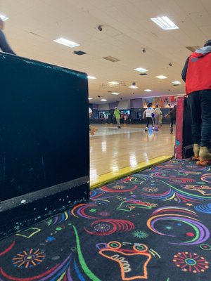 Skating rink looking towards the front door