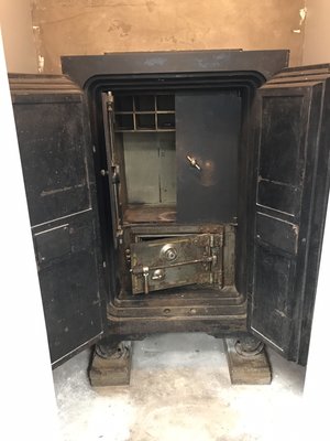 Come check out this old safe we found when remodeling our new building!  It's dated 1876!