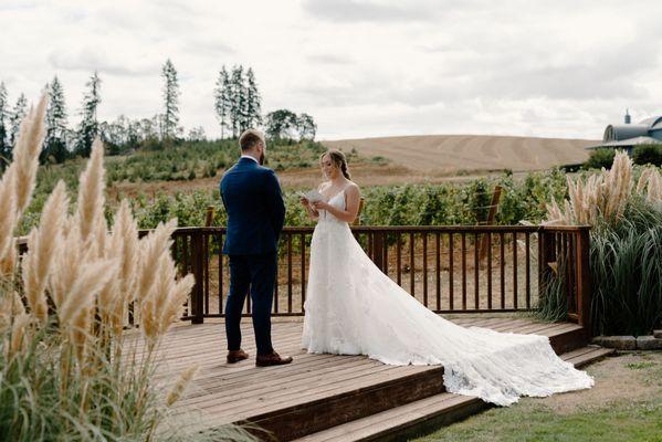 Private vows in a vineyard