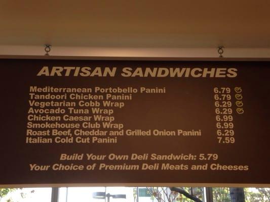 Sandwiches menu