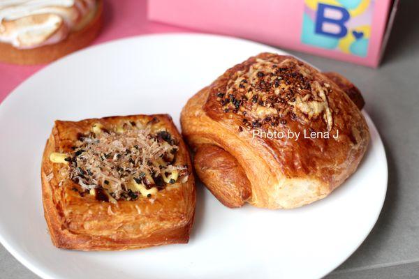 Okonomiyaki Danish ($5.25) and Croissubi ($5.50)