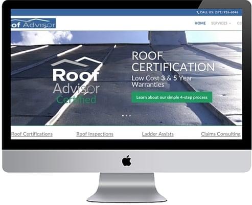 Front Royal Website Design by Enable Design for Roof Advisor, LLC