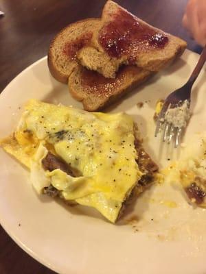 Ham and sausage omelet