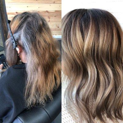 before & after color melt