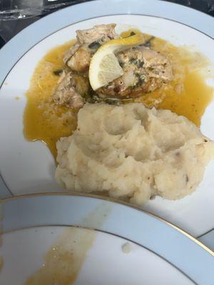 Lemon butter chicken with brown butter garlic mashed potatoes