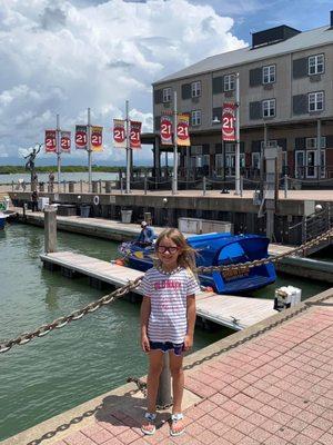 My daughter, about to ride the jet boat.