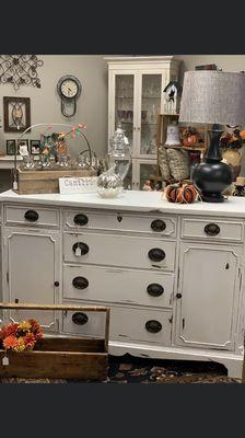 Beautiful Chalk painted repurposed dresser