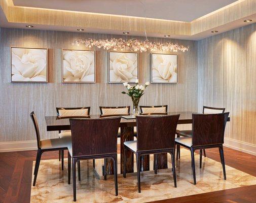 Arnold Schulman's design pulled together so elegantly with our Italian custom made dining room furniture!