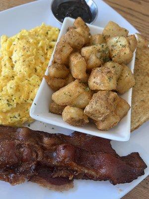 Sunday's Bruch- bacon cheese omelette home fries