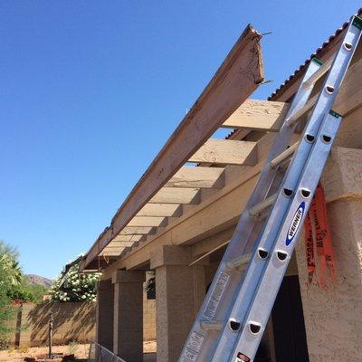 Removing old wood and rotted fascia board