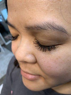 Doll eye hybrid lash extensions