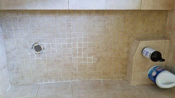 This is after they repaired the grout in the shower.