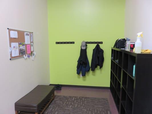 Storage cubes to store belongings while you work out.