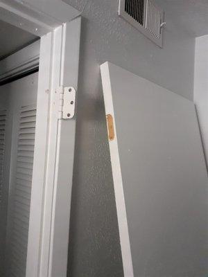 Where door has been resting for over a week.