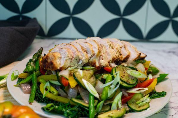 Grilled Chicken Bake over Seasonal Vegetables