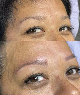 Before and after microblading