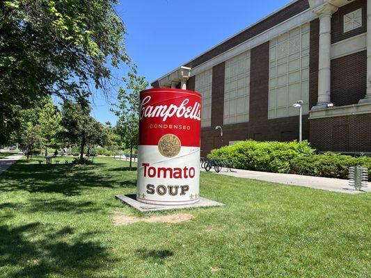 Outdoor art, replica of Andy Warhol's "Campbell's Soup Can"