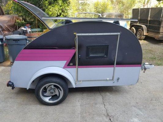 Service work on a teardrop trailer