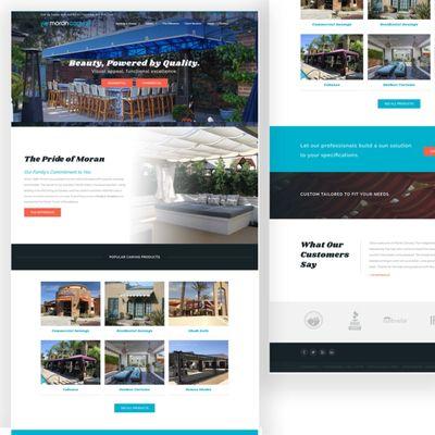 Website design, development and hosting for Moran Canvas, high quality awnings and shades in San Diego