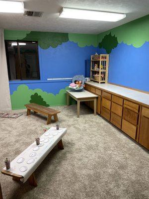 JAM (Jesus And Me) Room for ages 5 and under. There's also a nursery for babies in a different room.