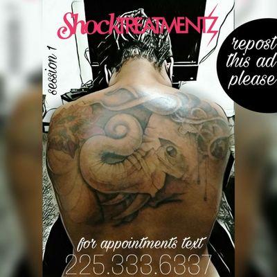 For freehand tattoos, book with Shocktreatmentz.
225.333.6337