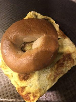 Steak egg and cheese bagel