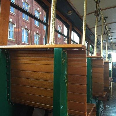 The inside of the Trolley  at Red Brick Nights (Aug. 2016). This was one fancy trolley! I really enjoyed the ride!