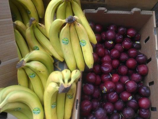 organic banana and plum