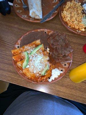 Enchiladas Rona with carne asada