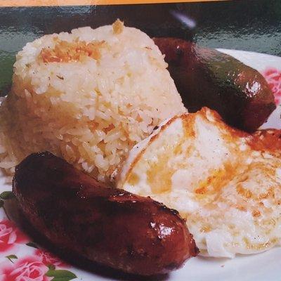 Longanisa,  filipino sausage garlic rice and fried egg!