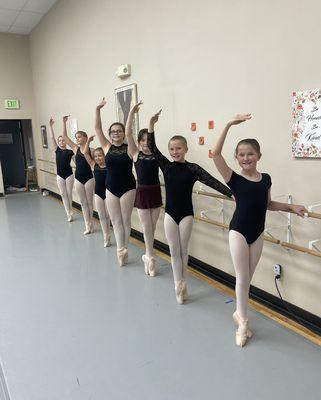 Our newest class of pointe and pre-pointe dancers!