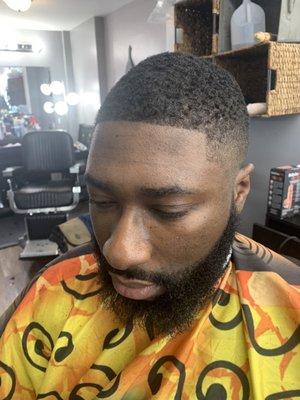 Fade cut and beard line up