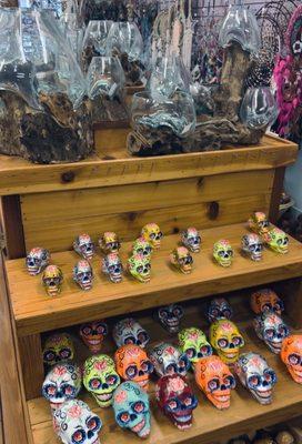 Blown glass & sugar skulls