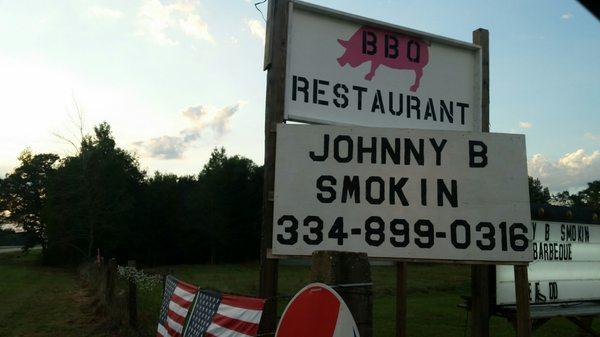 Johnny B' Smokin' sign from 4 lane