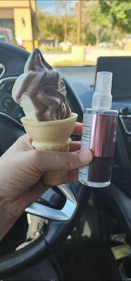 Hand sanitizer is larger than ice cream cone