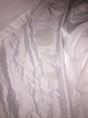 Disgusting stains on the sheets in our supposedly "clean" honeymoon suite