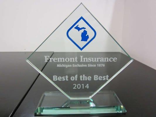 Spalding Insurance was awarded a 2014 Best of the Best award by Fremont Insurance.