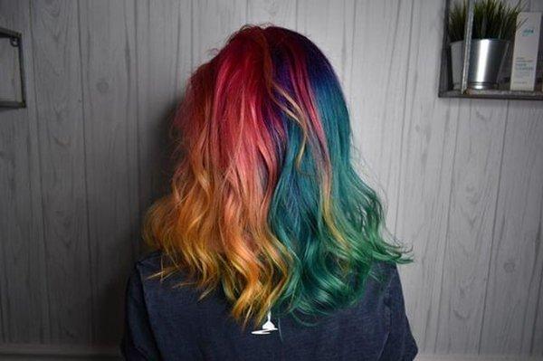 First time going rainbow! Left with beautiful and healthy hair