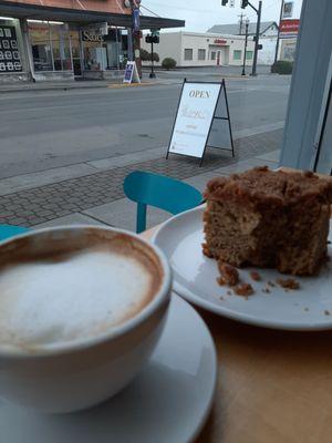 Cappuccino and coffee cake,