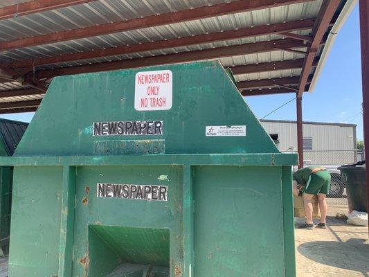 Newspaper dumpster.