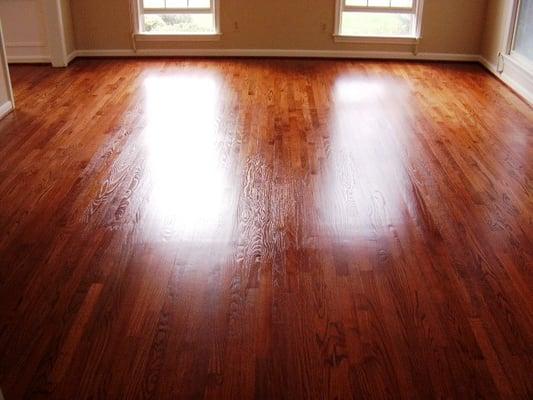 Hardwood floors that we sanded, stained and finished.