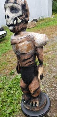 Black walnut 3 foot goblin soldier carving