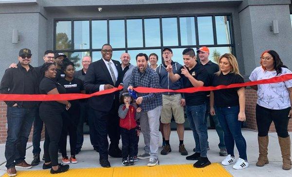 Ceremonial ribbon cutting for our grand opening by Jay Dapper and Councilman Cedric Crear