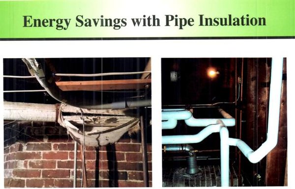 Asbestos Pipe Insulation-Left Fiberglass Insulation-Right