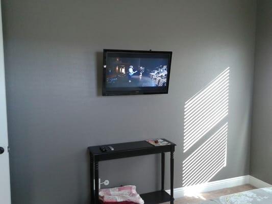 Install wires inside walls and wall mount flat panel TV