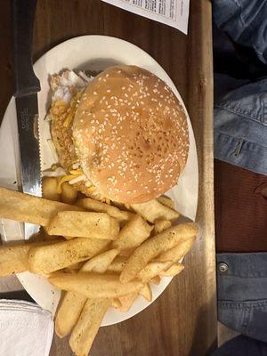 Fish burger and fries.