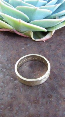 Gold men's wedding band that Paul custom finished for me.